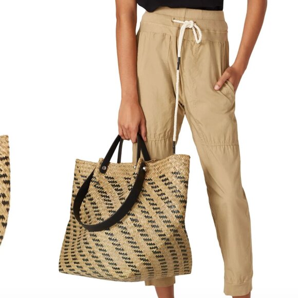 AllSaints Natural Black Allington East West Oversized Tote Black Leather Straps - Picture 2 of 14